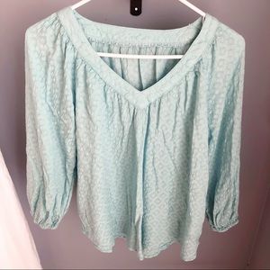 Aqua Quarter Sleeve Peasant Shirt